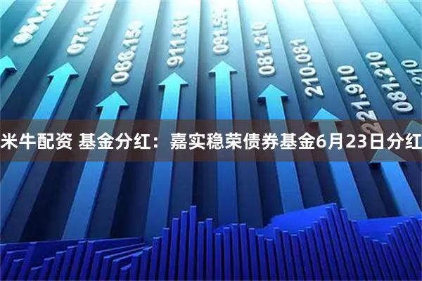 米牛配资 基金分红：嘉实稳荣债券基金6月23日分红