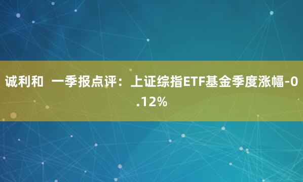 诚利和  一季报点评：上证综指ETF基金季度涨幅-0.12%